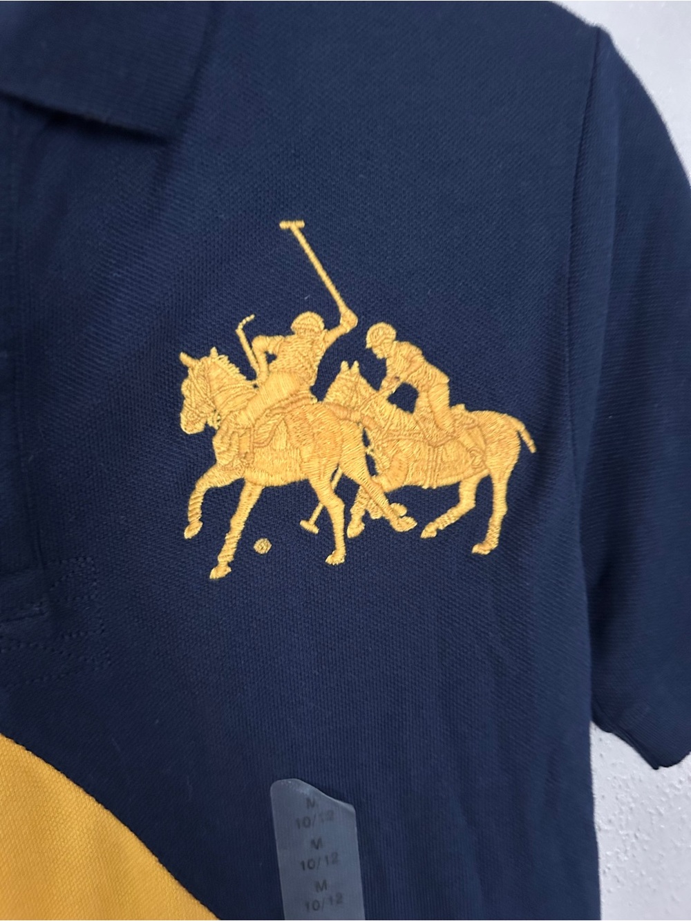 Polo by Ralph Lauren Navy, Green & Yellow Diagonal Stripe Polo - Picture 3 of 4